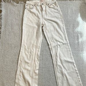 We the Free Wide Leg High Rise Cream Jeans Sz 27